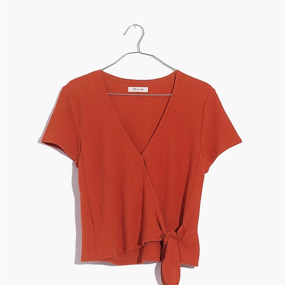 Madewell Texture & Thread Wrap-Tie Top - Size Medium